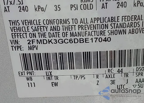 2013 Ford Edge Se z USA, uszkodzony, nr VIN 2FMDK3GC6DBE17040